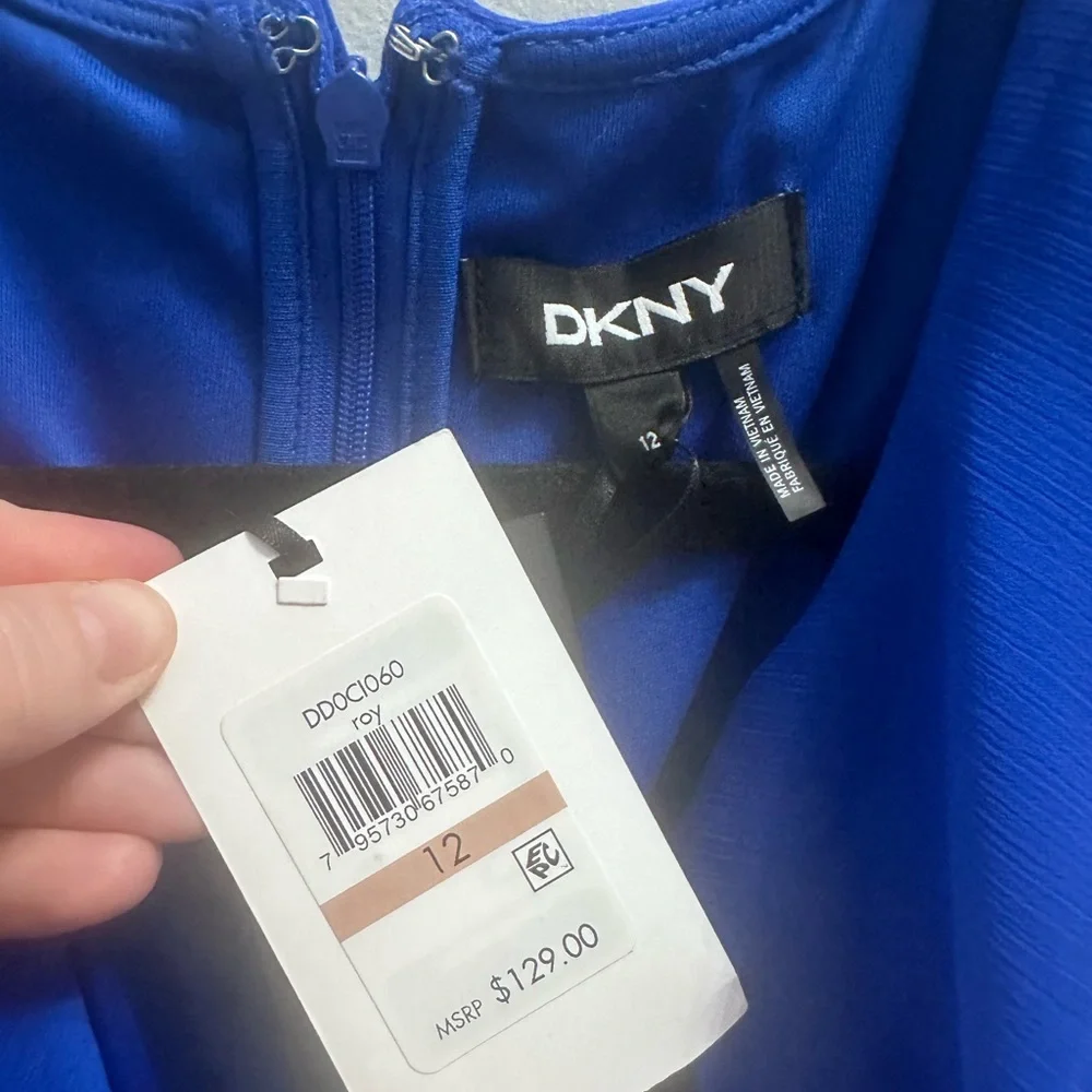 🔥NWT🔥 DKNY Royal Blue Sleeveless Dress - Picture 2 of 6